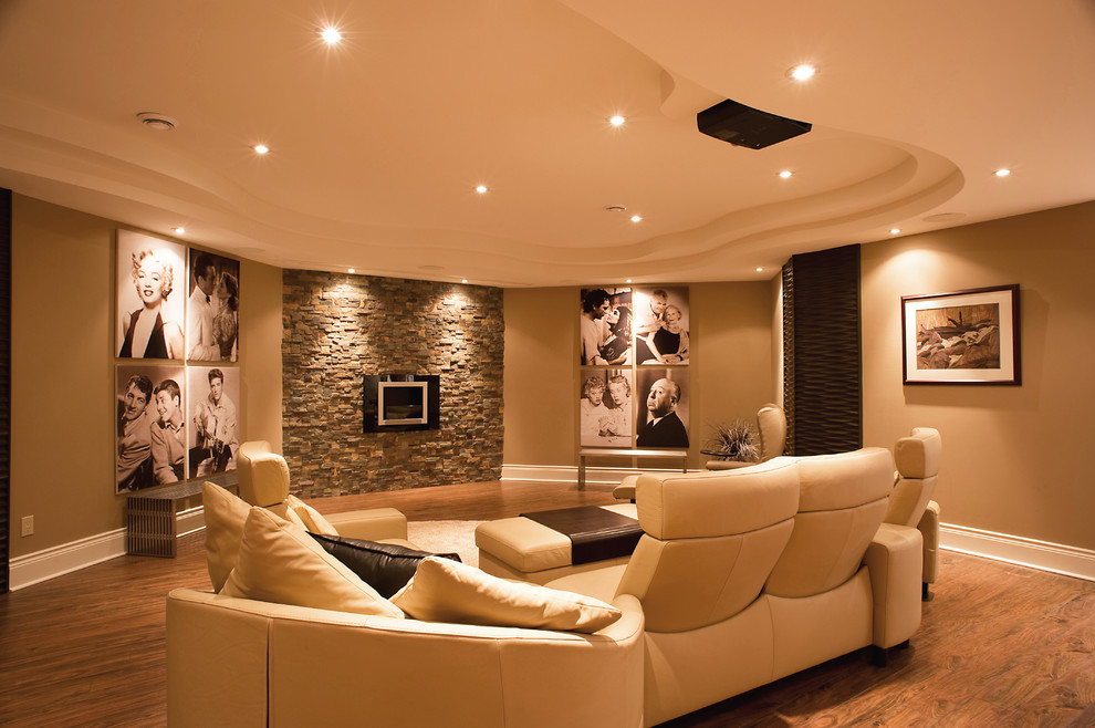 Hidden Projector Screen Basement Contemporary with Basement Entertainment Center Family
