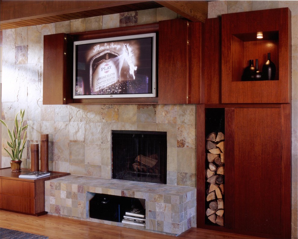 Hidden Tv Cabinet Family Room Modern with Bifold Doors Display Cabinet