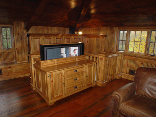 Hideaway Tv Cabinet Family Room Rustic with Bar Cabinetry Den Entertainment