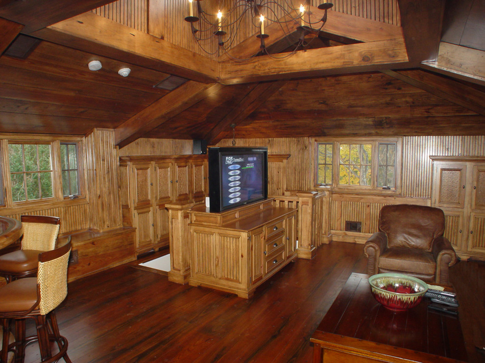 Hideaway Tv Cabinet Family Room Rustic with Bar Cabinetry Den Entertainment3