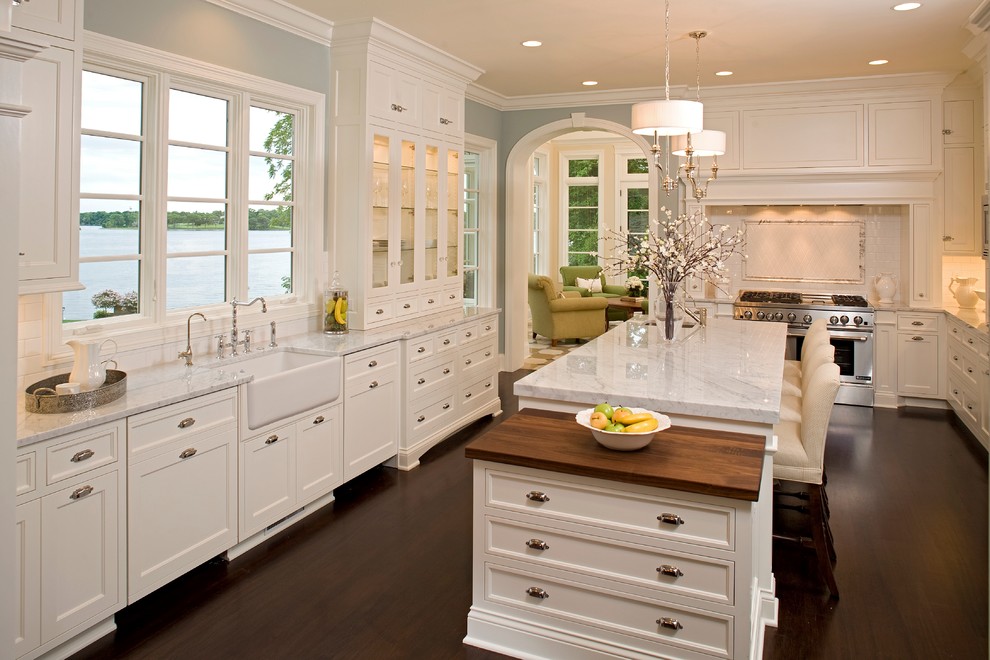 High End Faucet Brands Kitchen Traditional with Arch Archway Blue Wall