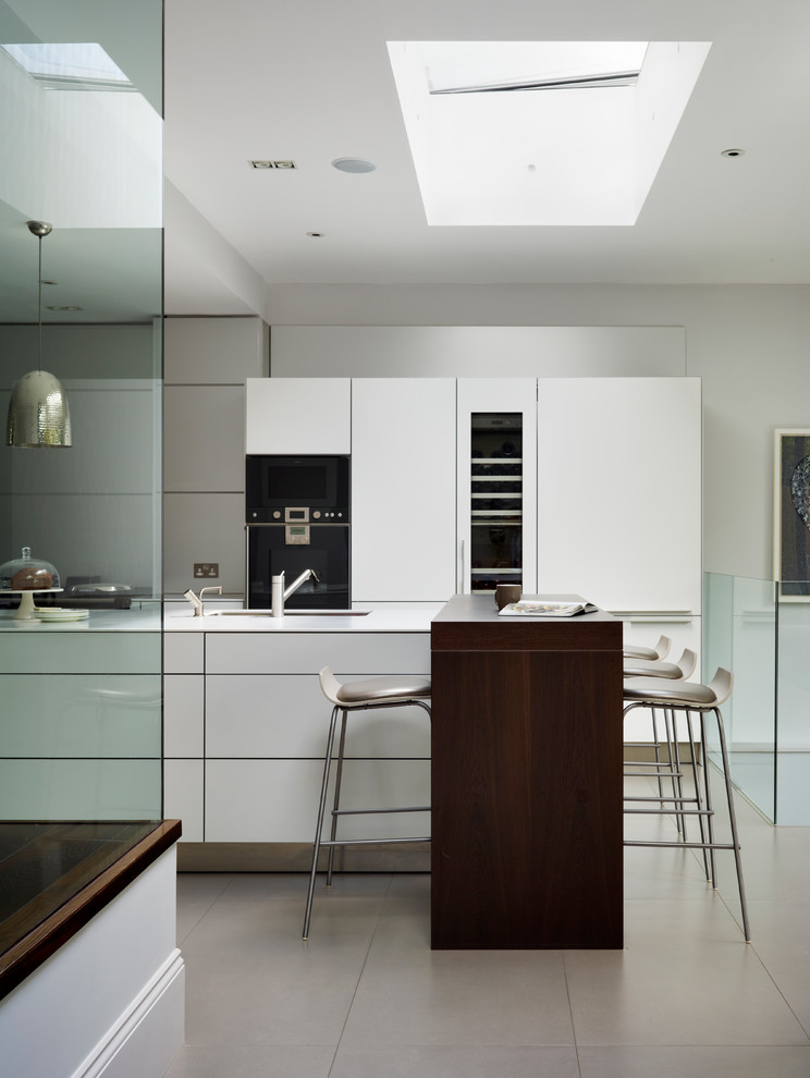 High End Kitchens Kitchen Contemporary with Bar Stools Glass Railing