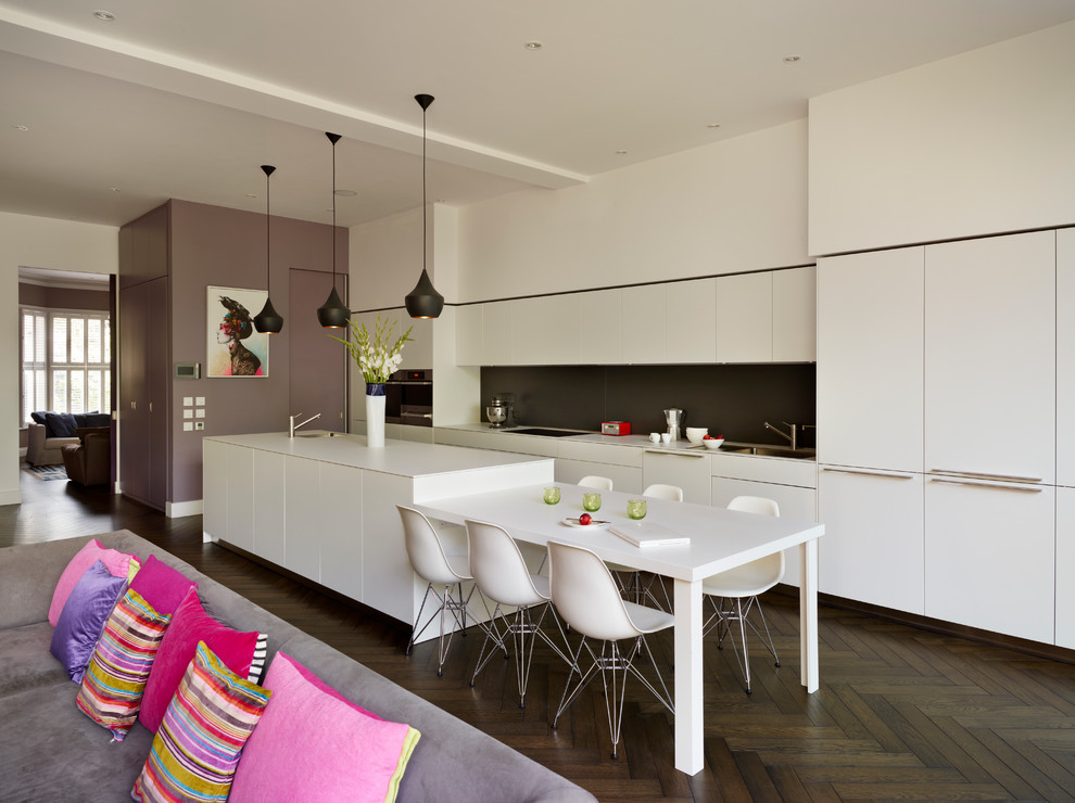 High End Kitchens Kitchen Contemporary with Black Pendant Light Herringbone