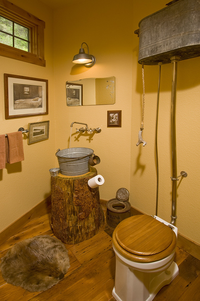 High Tank Toilets Powder Room Rustic with None 