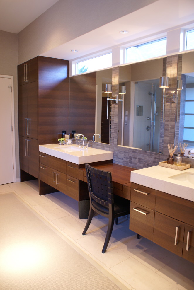 His and Hers Sinks Bathroom Contemporary with None 
