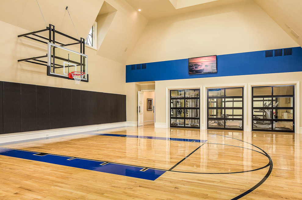 Home Indoor Basketball Court Home Gym Contemporary with Basketball Court Basketball Hoop