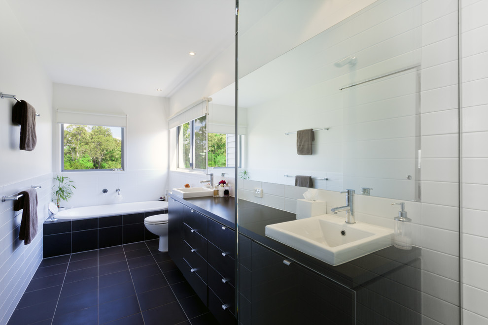 Home Remodeling Contractors Spaces Modern with Bath Tub Modern Powderoom