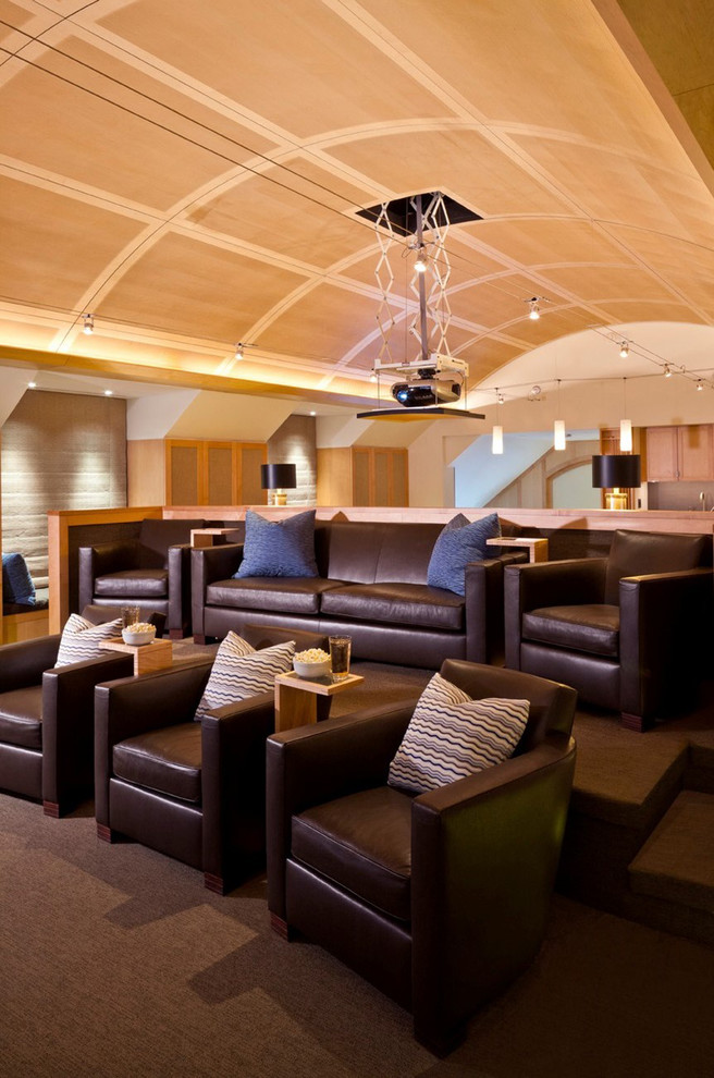 Home Theater Room Decor Home Theater Contemporary with Barrel Vault Ceiling Brown