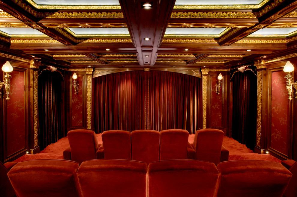 Home Theater Room Design Home Theater Traditional with Bronze Light Ceiling Lighting