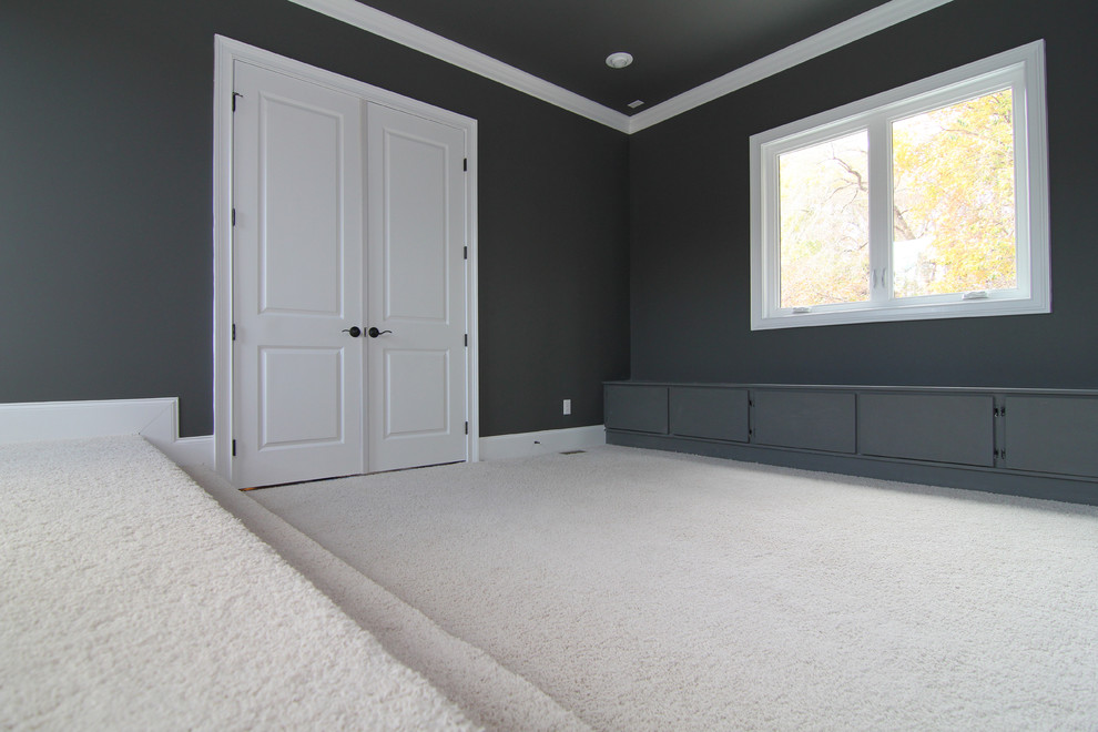 Home Theater Room Design Spaces Traditional with Bench Seating Bench Storage1