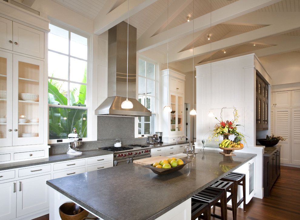 Honed Marble Kitchen Countertops Kitchen Contemporary with Barstools Beadboard Buffet Built
