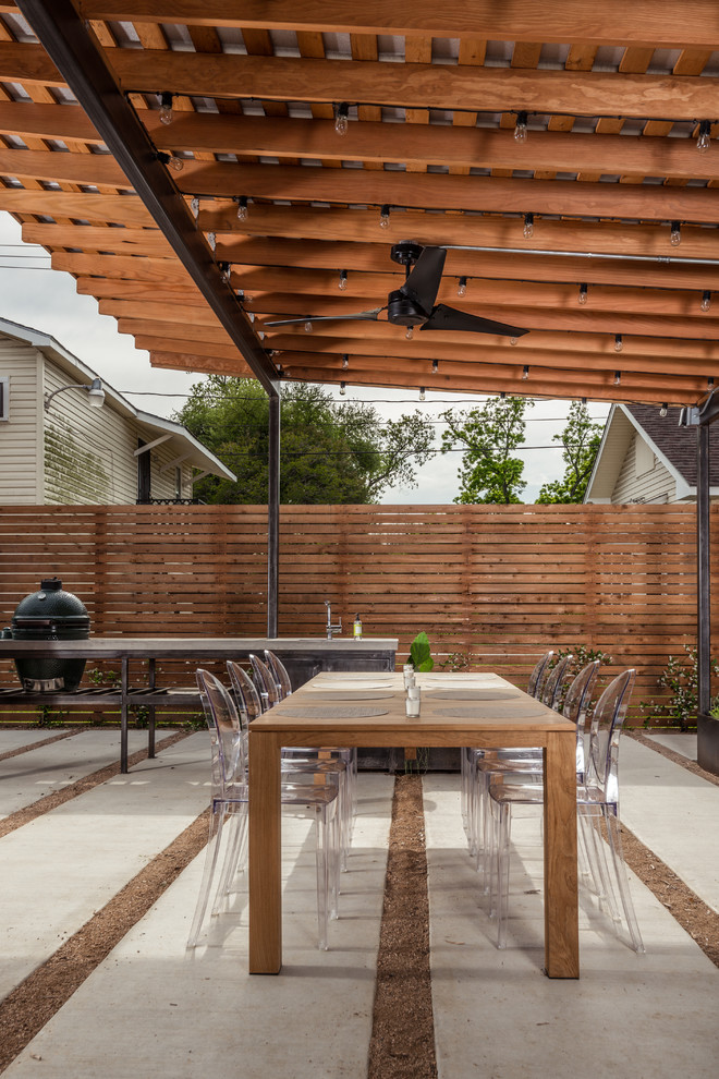 Horizontal Cedar Fence Patio Contemporary with Acrylic Dining Chair Ceiling