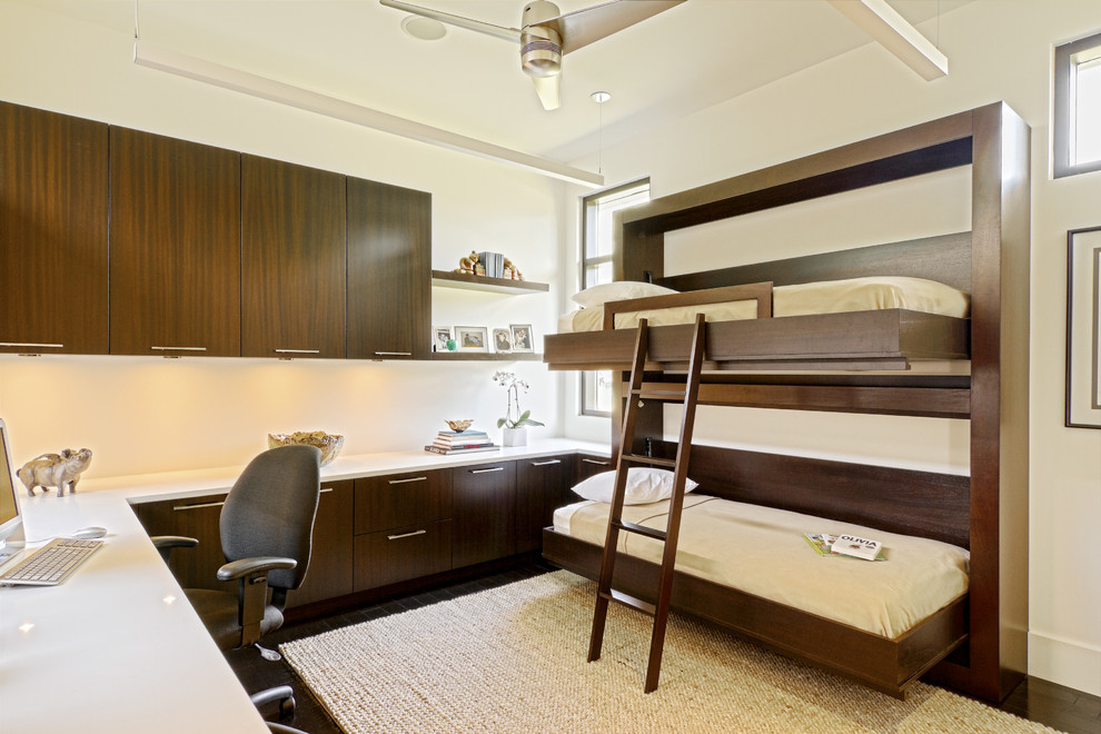 Horizontal Murphy Bed Home Office Contemporary with Build in Bunk Bed