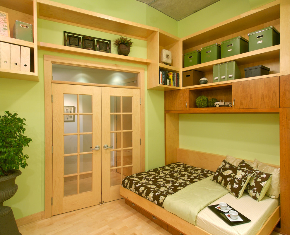 Horizontal Murphy Bed Home Office Contemporary with Built in Bookcase Custom