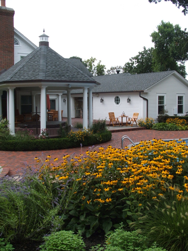 Hot Tub Gazebo Landscape Traditional with Black Eyed Susans Brick