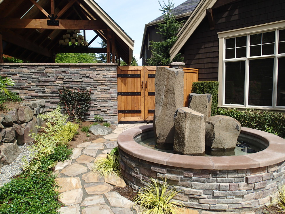 Hot Tub Gazebo Landscape Traditional with Bushes Covered Patio Double