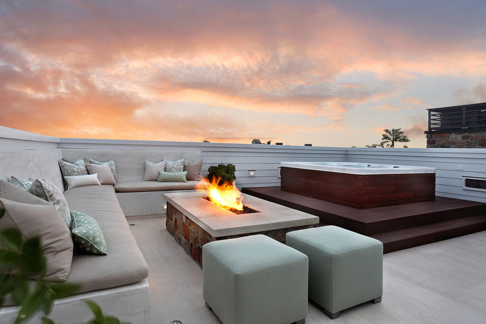 Hot Tub Surrounds Patio Modern with Built in Bench Built in Fire