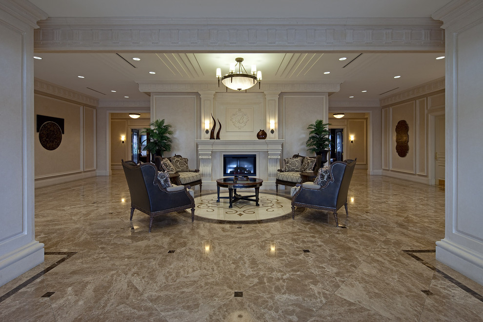Hotel Lobby Furniture Hall Traditional with Chandelier Coffee Table Fireplace