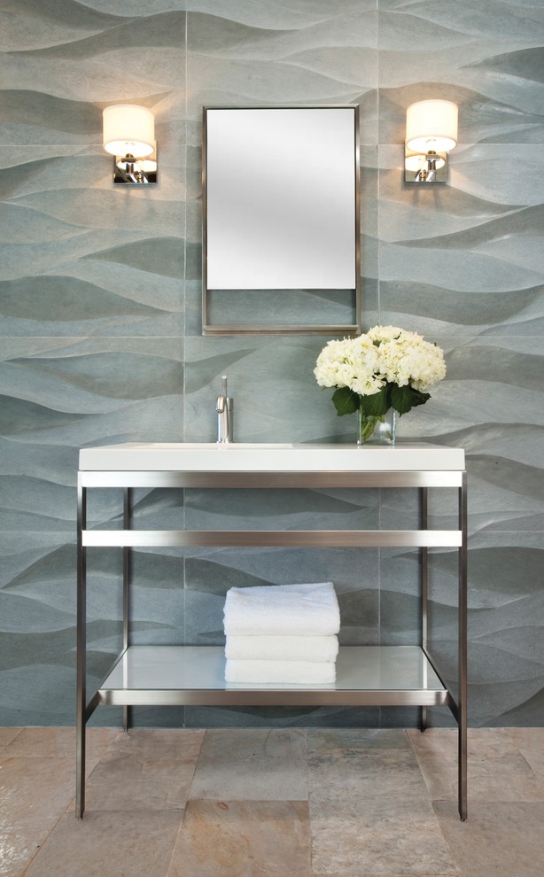 House Siding Options Bathroom Contemporary with Artistic Tile Carved Stone