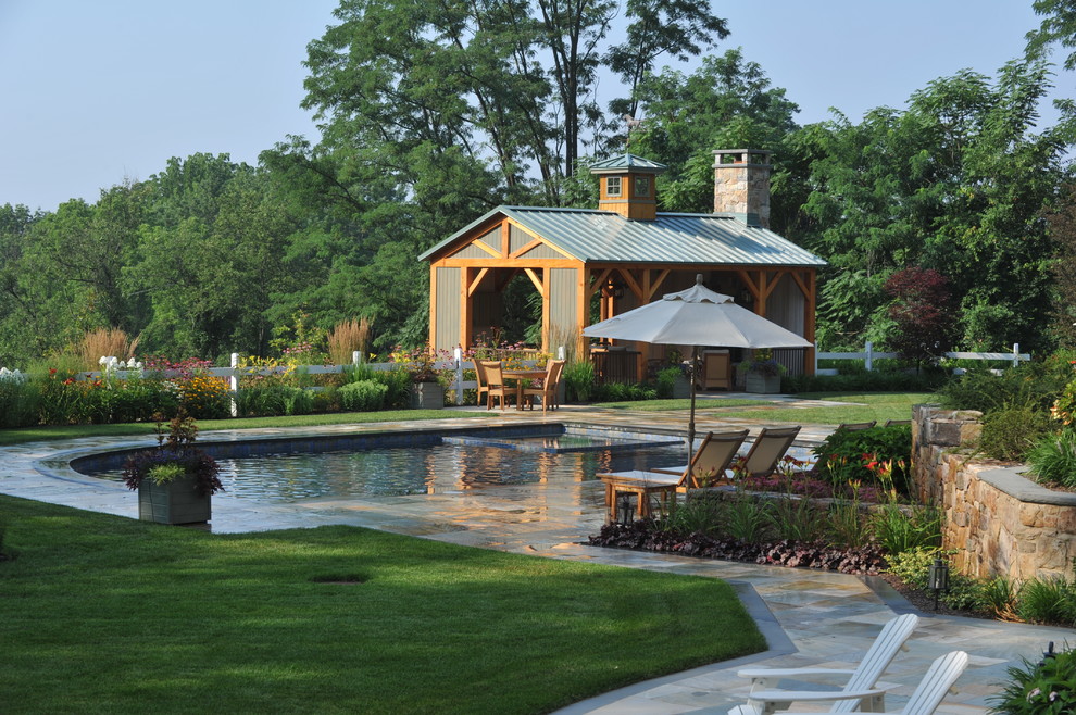Houses That Look Like Barns Pool Farmhouse with Bluestone Container Plants Covered