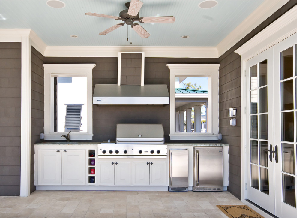 houzz outdoor kitchens Patio Traditional with barbecue BBQ blue and