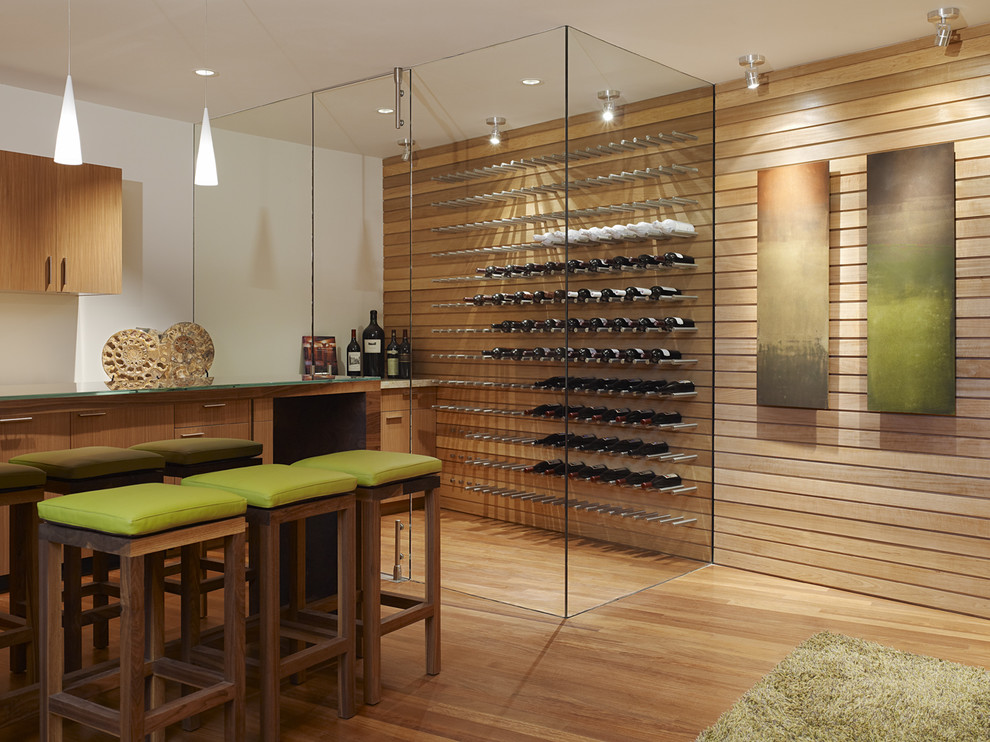 How to Build a Wine Cellar Wine Cellar Contemporary with Glass Walls Pendant Light