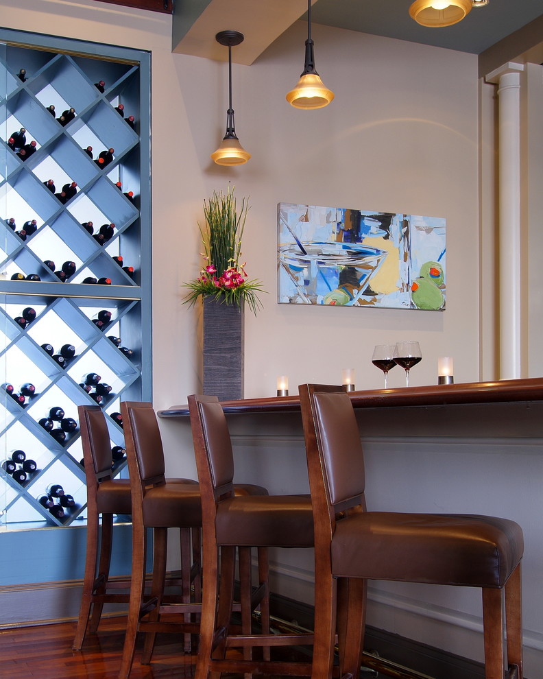 How to Build a Wine Rack Kitchen Contemporary with Artwork Breakfast Bar Built