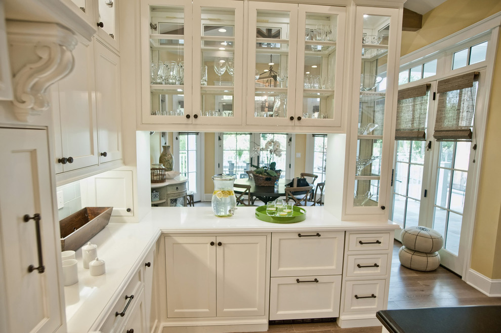 How to Reface Cabinets Kitchen Traditional with Beige Pouf Beige Wall