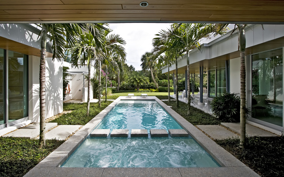 How to Replaster a Pool Pool Modern with Beams Concrete Pathway Concrete
