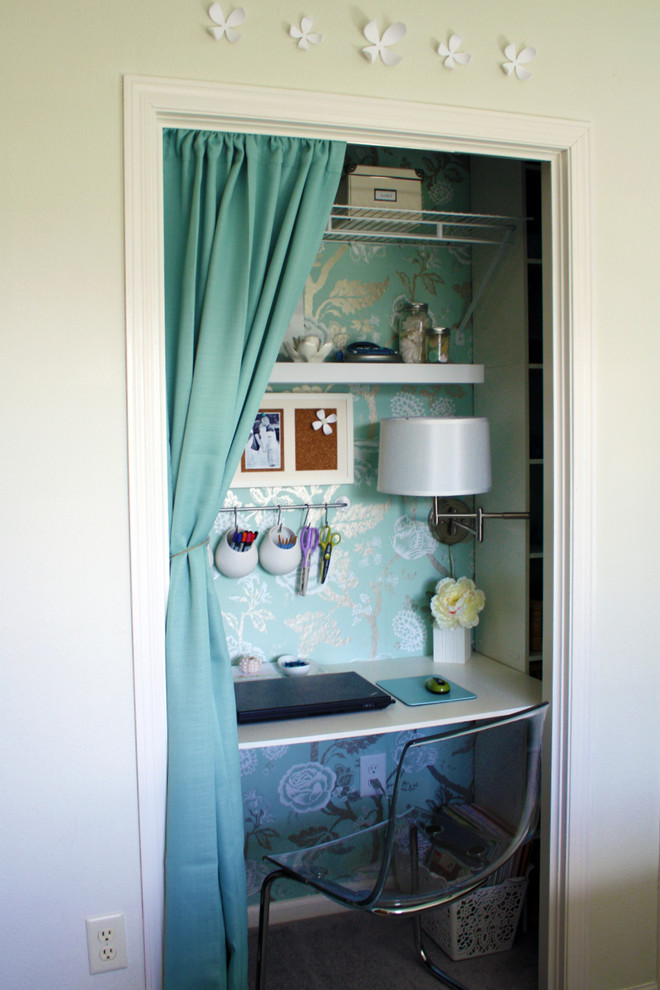 How to Turn a Bedroom Into a Closet Home Office Traditional with Built in Desk Built In