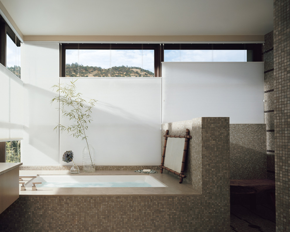 Hunter Douglas Blinds Bathroom Asian with Bath Built in Tub Large