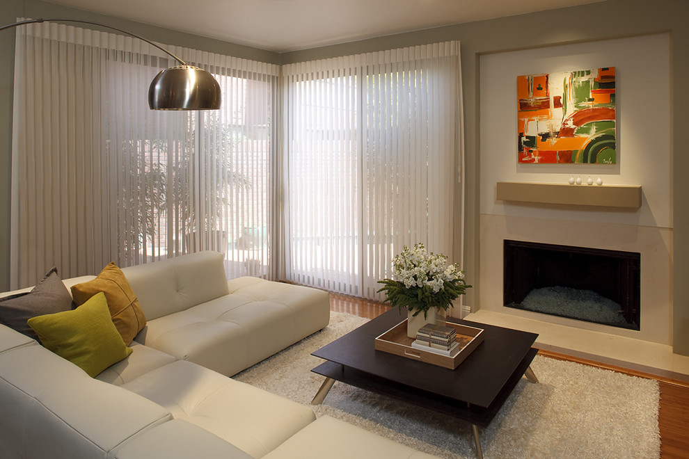 Hunter Douglas Costco Living Room Contemporary with Abstract Painting Arco Lamp