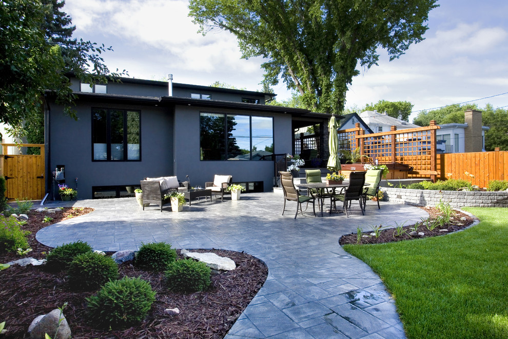 Ideas for Backyard Patios Patio Contemporary with Black Exterior Trim Flower