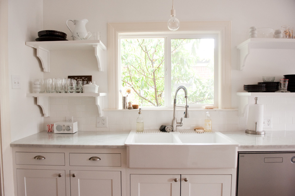 Ikea Apron Sink Kitchen Traditional with Bulb Pendant Light Carrera