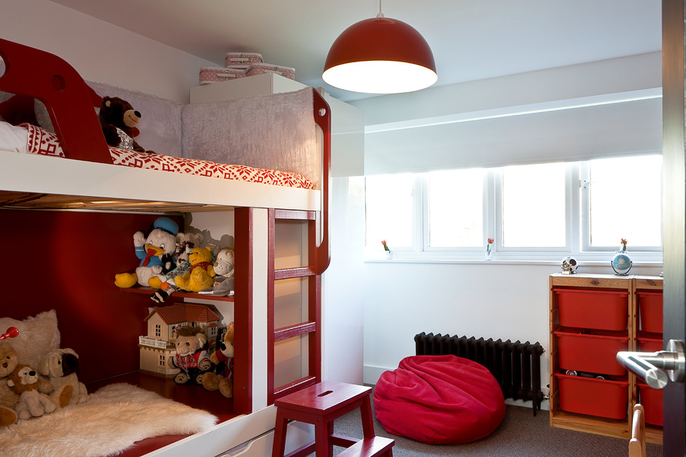 Ikea Bunk Beds Kids Contemporary with Accent Color Built In