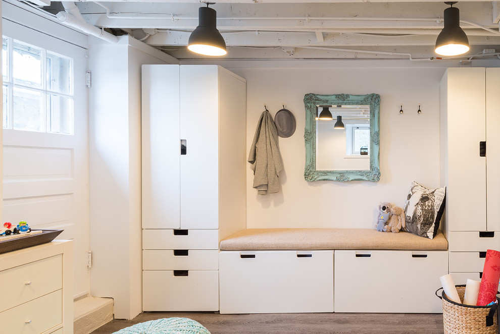 Ikea Garage Storage Entry Eclectic with Art Black and White