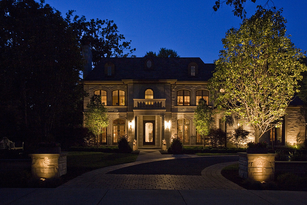 Illuminated House Numbers Landscape Traditional with Columns Entry Walk Garden
