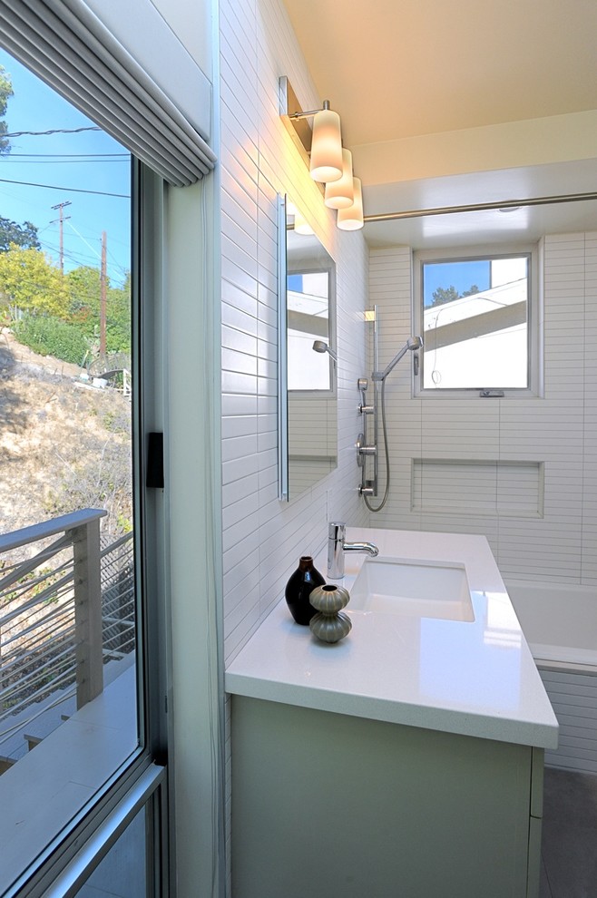 Images of Quartz Countertops Bathroom Contemporary with Alcove Balcony Cable Railing