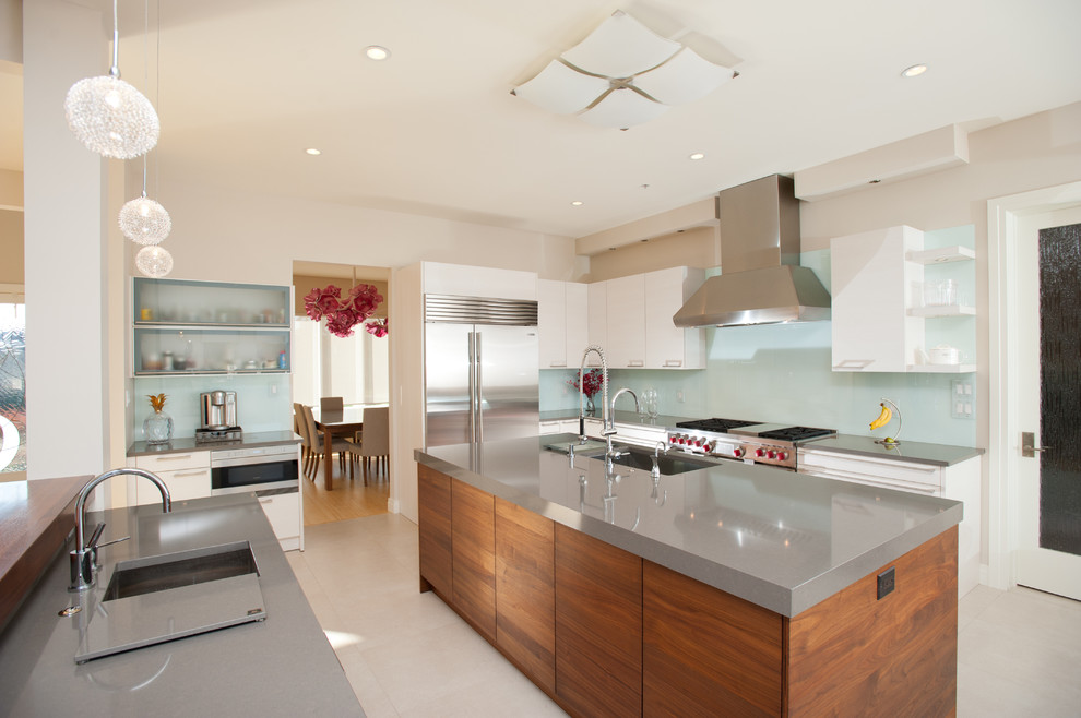 Images of Quartz Countertops Kitchen Contemporary with Aqua Glass Cambria Cambria