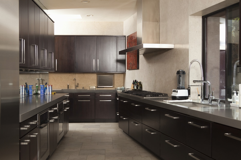 Indoor Brick Wall Kitchen Contemporary with None 