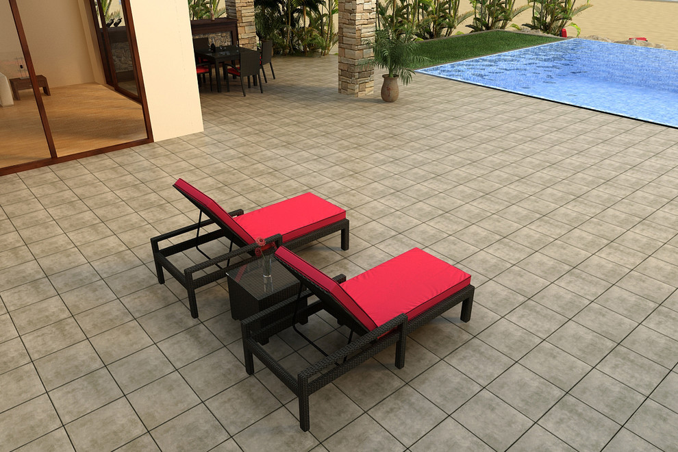 Indoor Chaise Lounge Patio Contemporary with 3 Piece Barbados Chaise