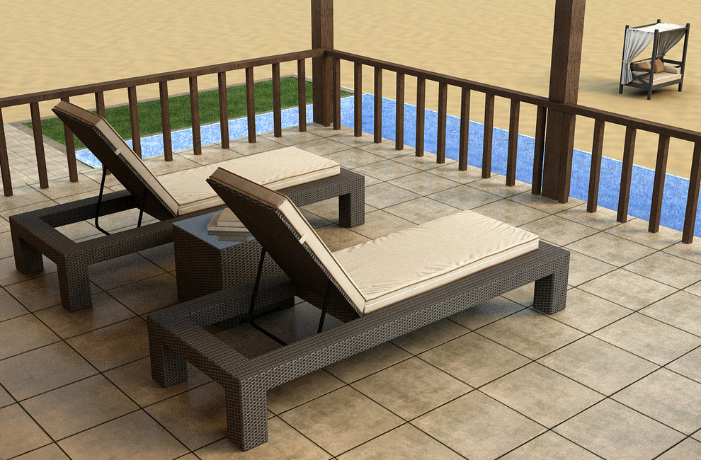 Indoor Chaise Lounge Patio Contemporary with 3 Piece Hampton Chaise