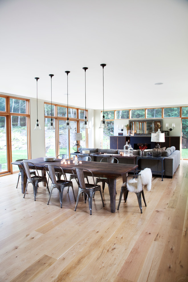 Industrial Dining Chairs Dining Room Contemporary with Bell Jar Pendant Cafe