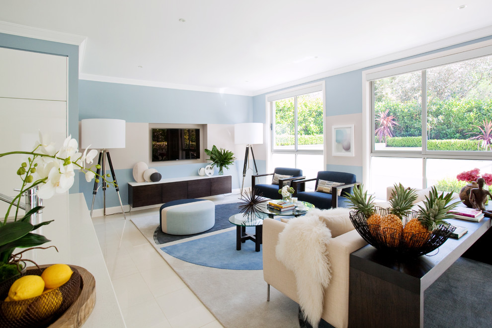 Industrial Floor Lamp Living Room Contemporary with Beach Style Blue And
