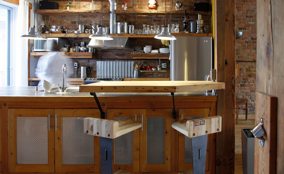 Industrial Kitchen Island Kitchen Industrial with Breakfast Bar Brick Walls
