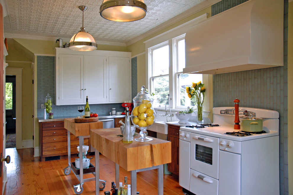 Industrial Pendant Lighting Kitchen Traditional with Apron Sink Butcher Block