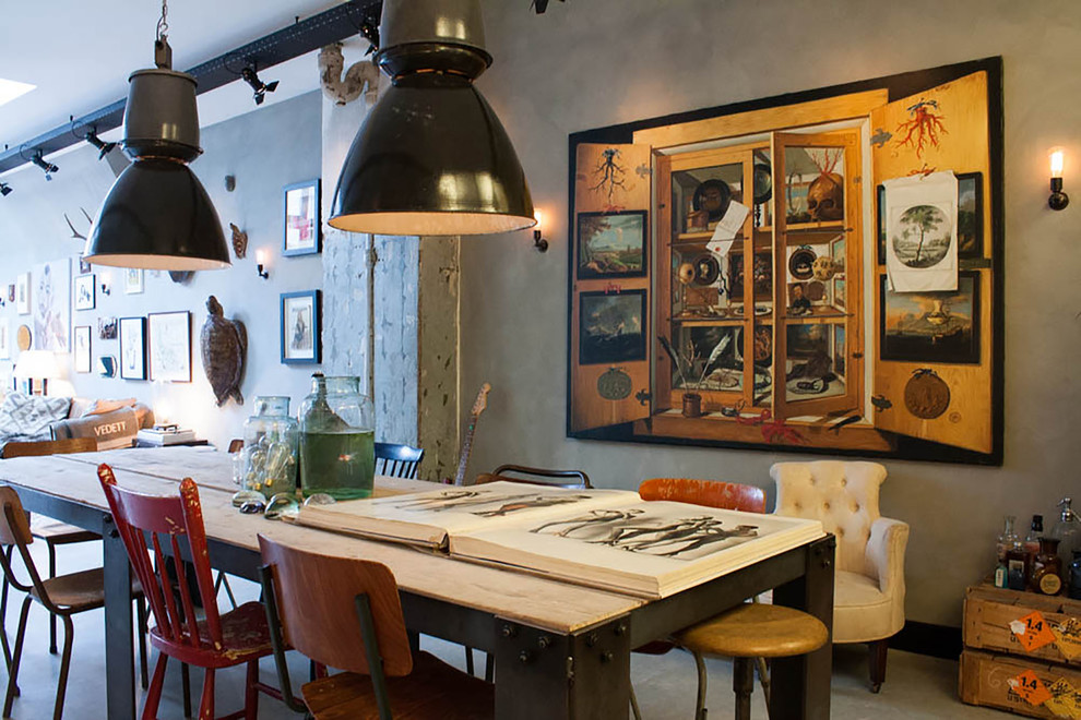 Industrial Table Legs Dining Room Eclectic with Black Pendant Lights Converted