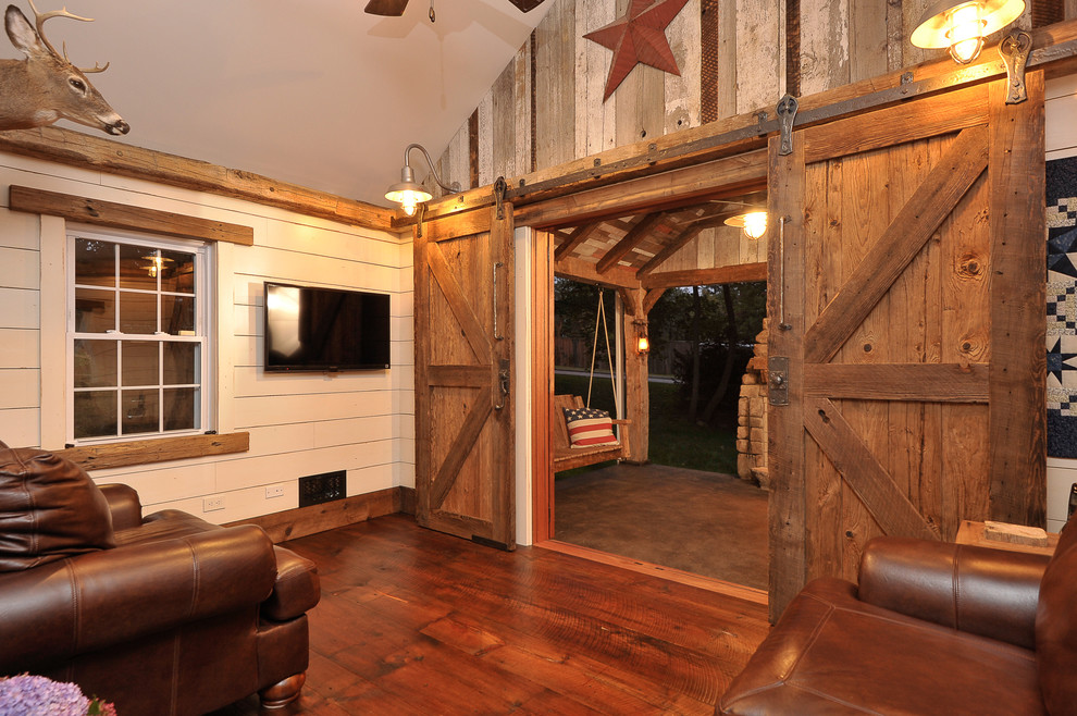 Interior Barn Door Ideas Family Room Rustic with Americana Barn Lighting Brown