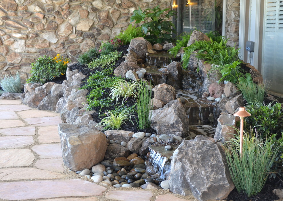 Interior Barn Style Doors Landscape Tropical with Backyard Stream Backyard Waterfall