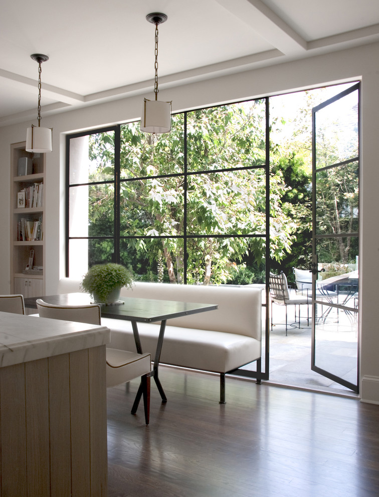 Interior Decorating Websites Kitchen Transitional with Banquette Bookshelves Breakfast Area